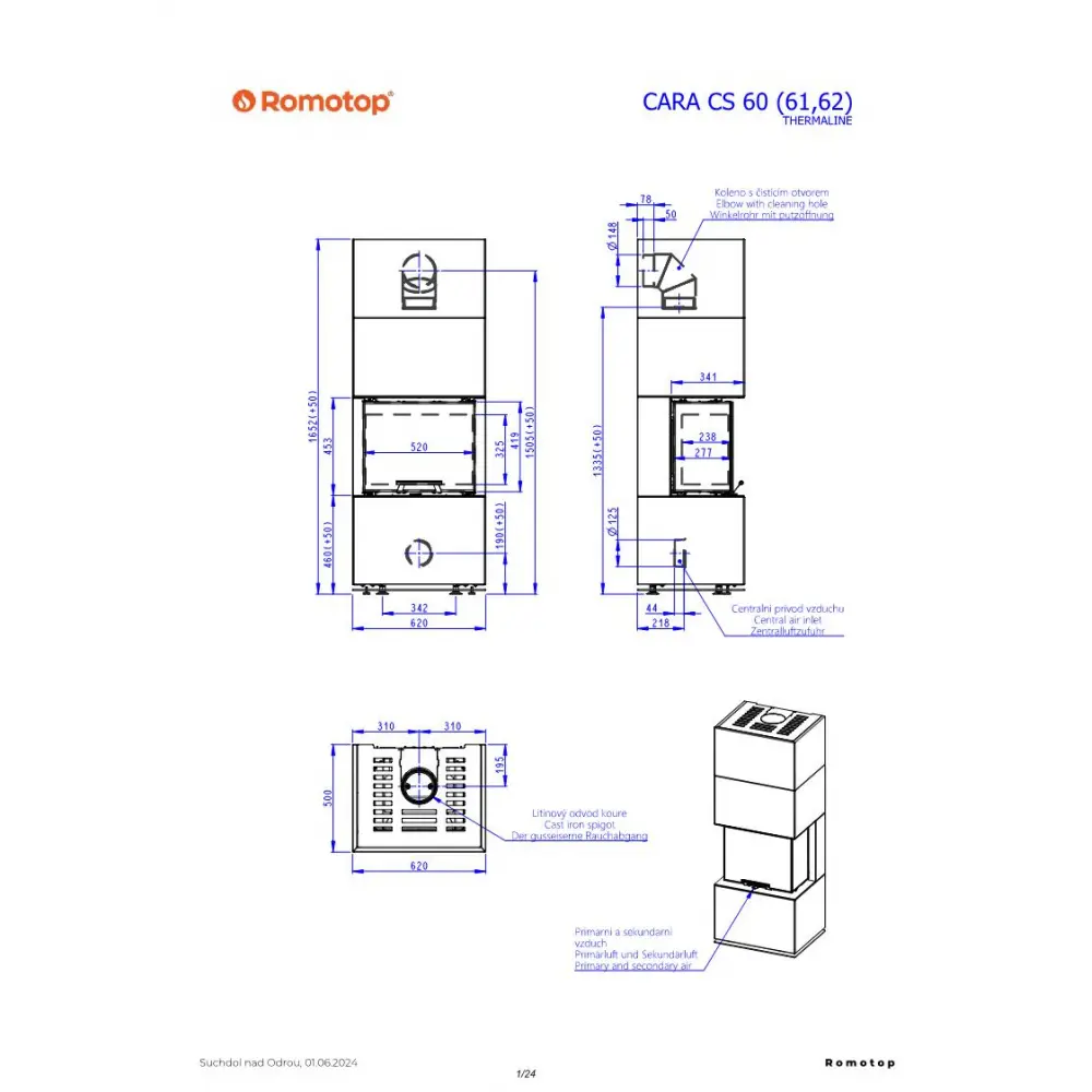 ROMOTOP CARA CS 61 - дизайнерський камін в облицюванні Thermaline