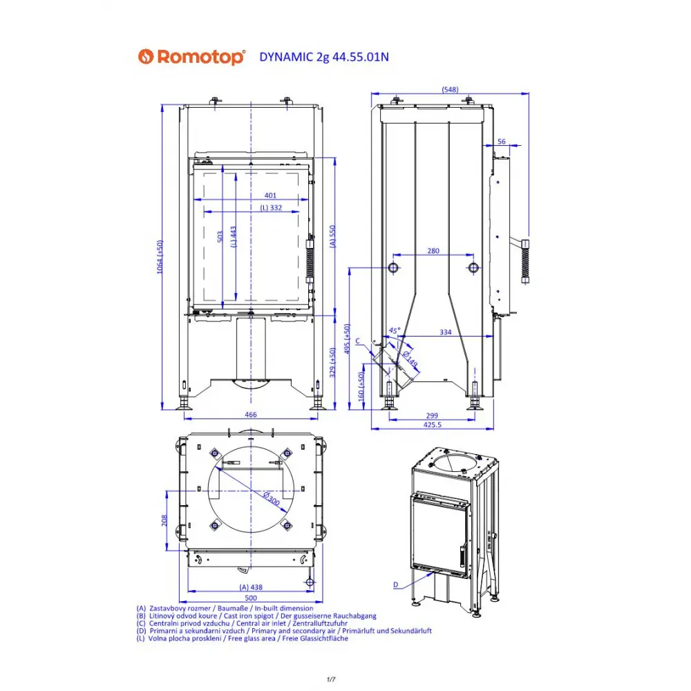 Каминная топка Romotop DYNAMIC 2G 44.55.01N