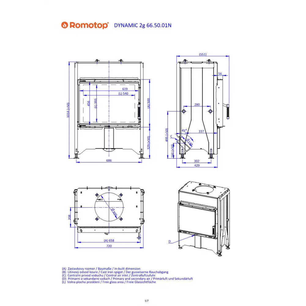 Каминная топка Romotop DYNAMIC 2G 66.50.01N