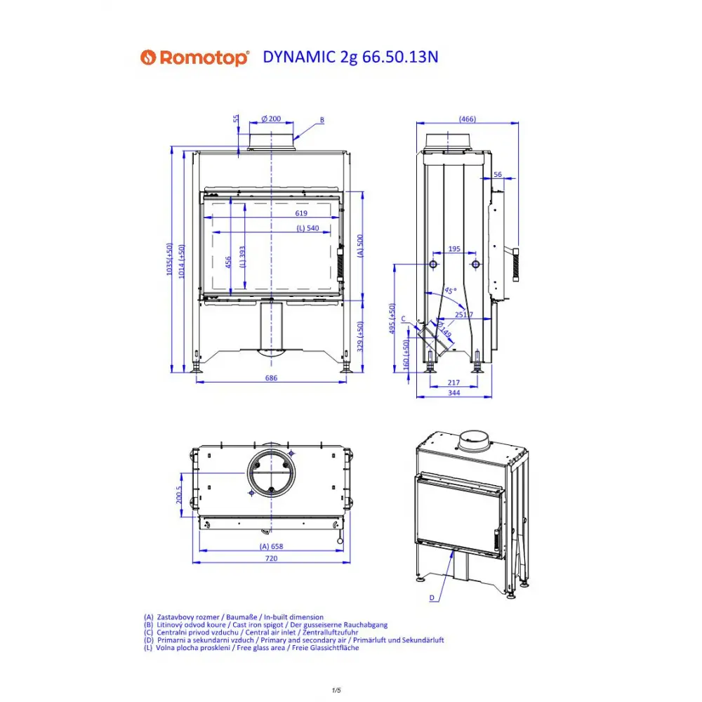 Каминная топка Romotop DYNAMIC 2G 66.50.13N