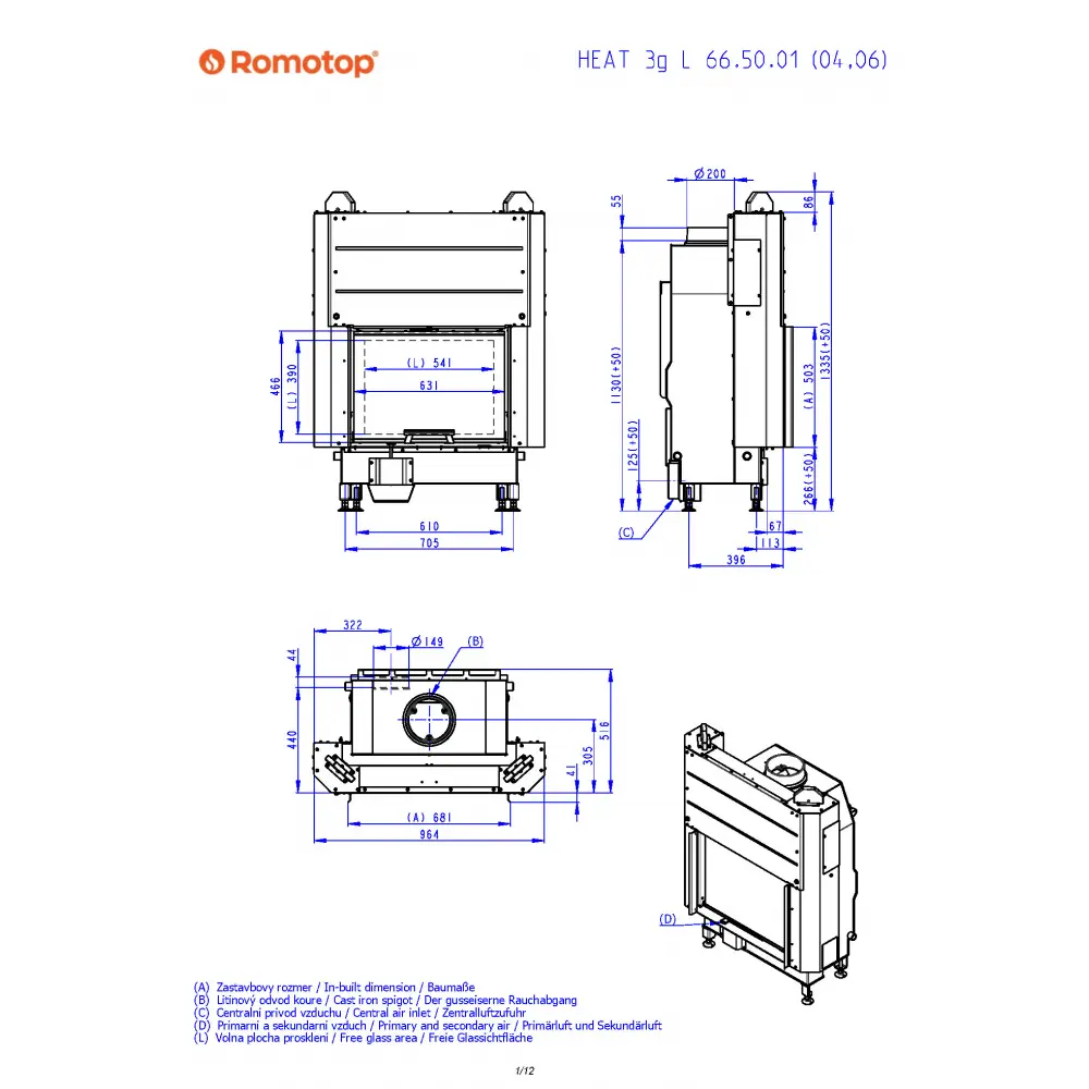 Каминная топка Romotop HEAT 3G L 66.50.04