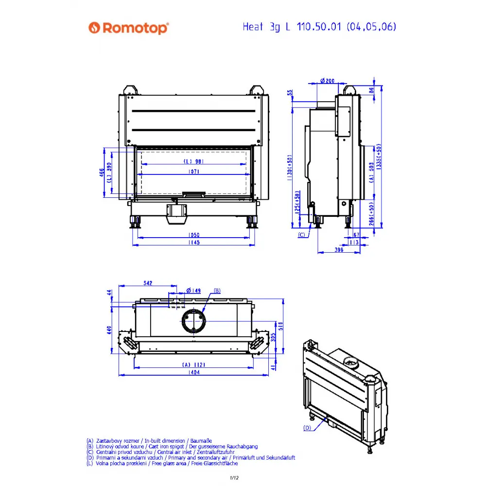 Каминная топка Romotop HEAT 3g L 110.50.04