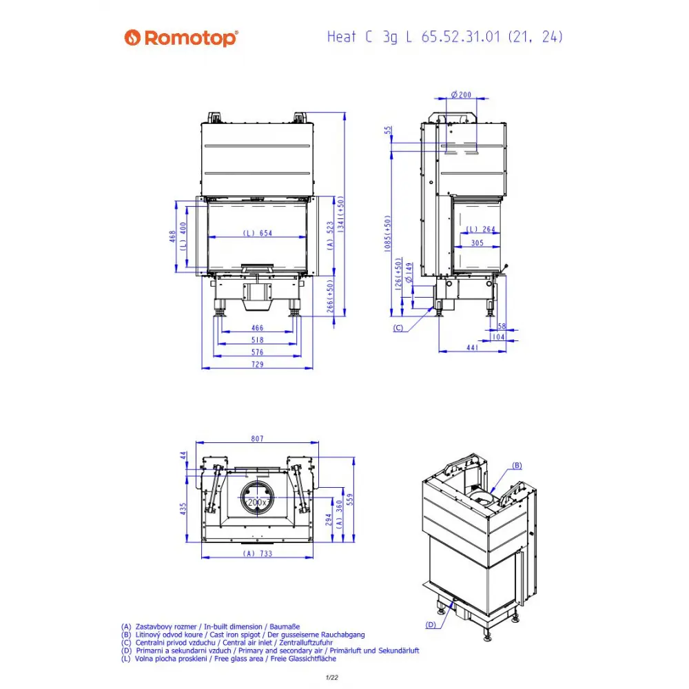 Каминная топка Romotop HEAT C 3G L 65.52.31.24