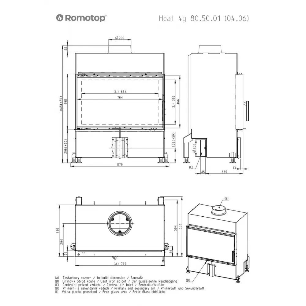 Каминная топка Romotop HEAT 4g 80.50.04
