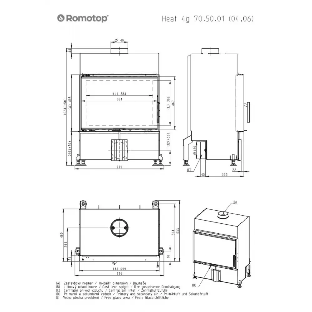 Каминная топка Romotop HEAT 4g 70.50.04