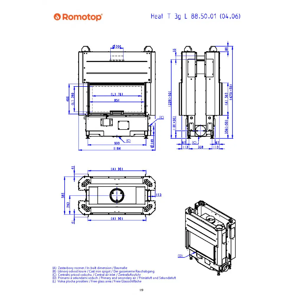 Камінна топка Romotop HEAT T 3g L 88.50.06 (темна камера)