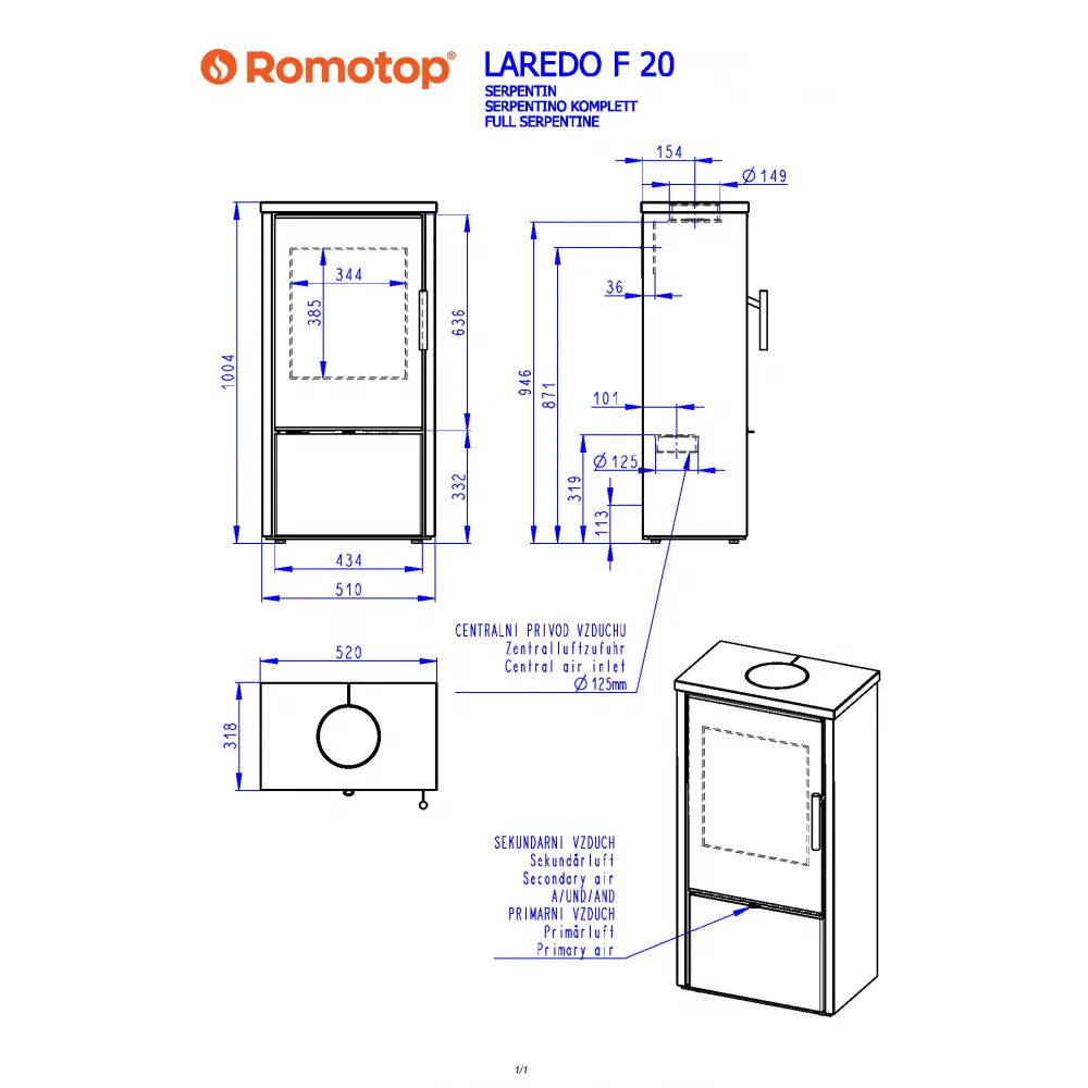 Каминная печь Romotop LAREDO F 20 камень