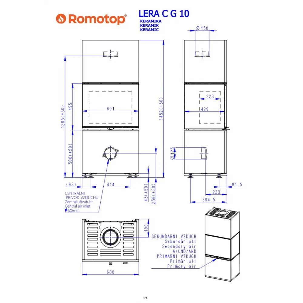 Дизайнерський камін в кераміці LERA C G 10 Romotop