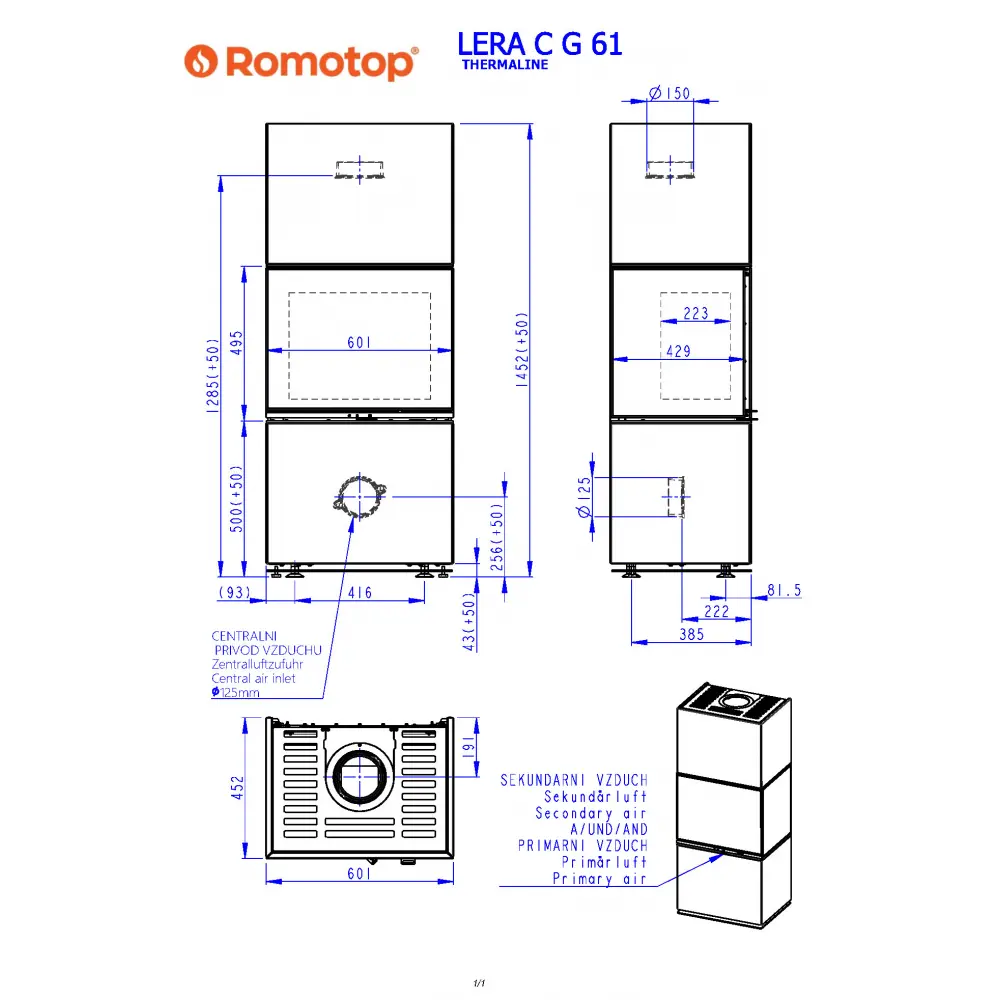 ROMOTOP LERA C G 61 - дизайнерский камин в облицовке Thermaline