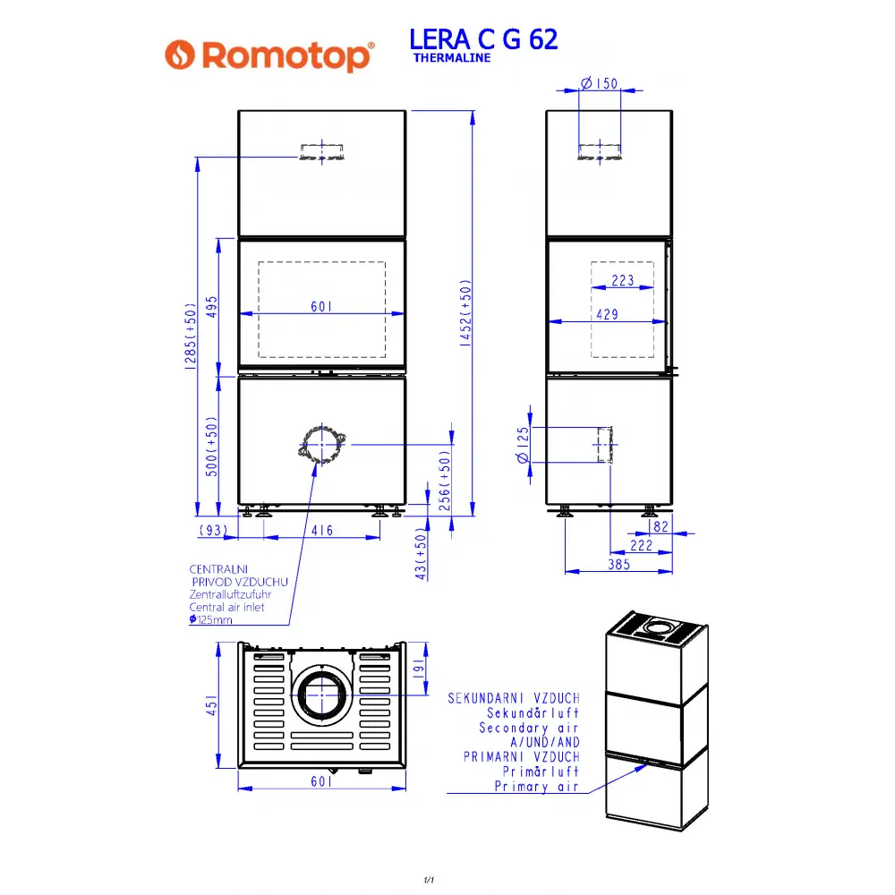ROMOTOP LERA C G 62 - дизайнерский камин в облицовке Thermaline