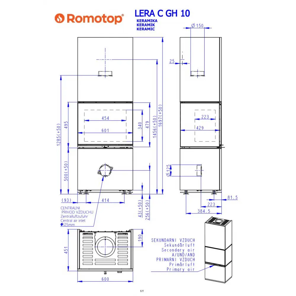 Дизайнерський камін в кераміці LERA C GH 10 Romotop