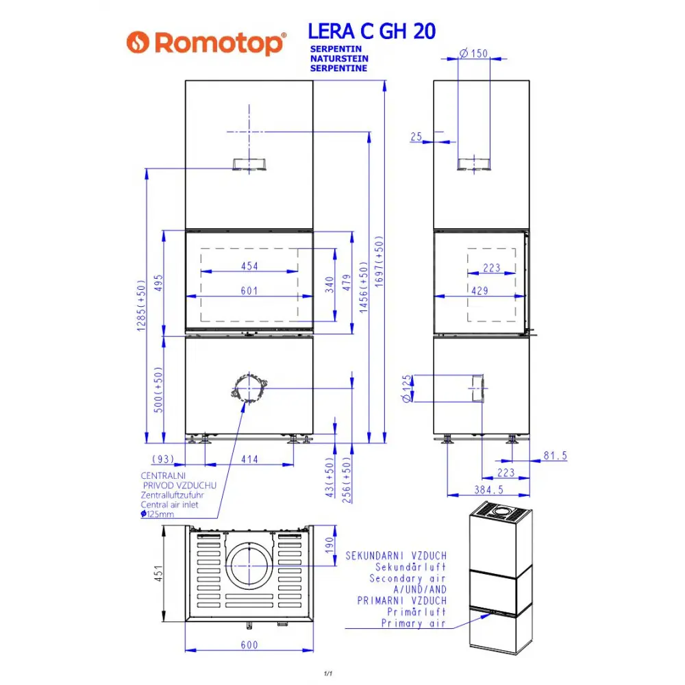 Дизайнерский камин в камне LERA C GH 20 Romotop