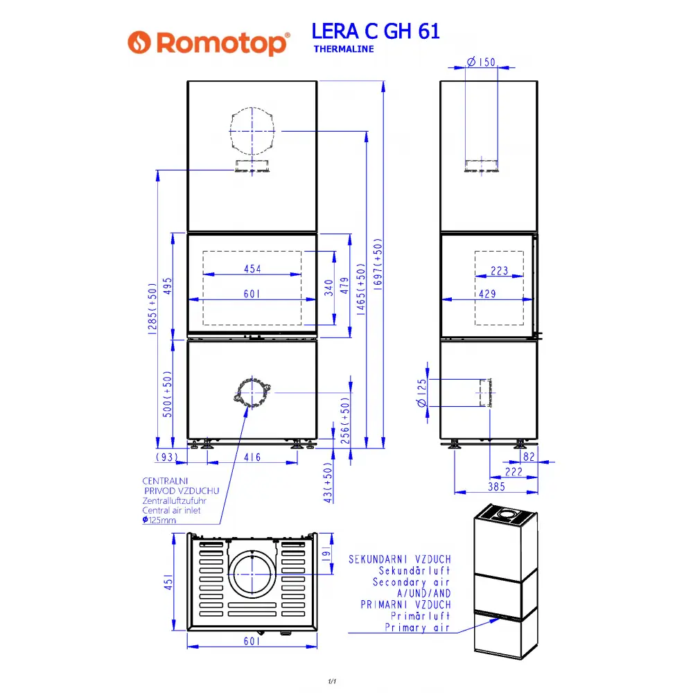 ROMOTOP LERA C GH 61 - дизайнерский камин в облицовке Thermaline