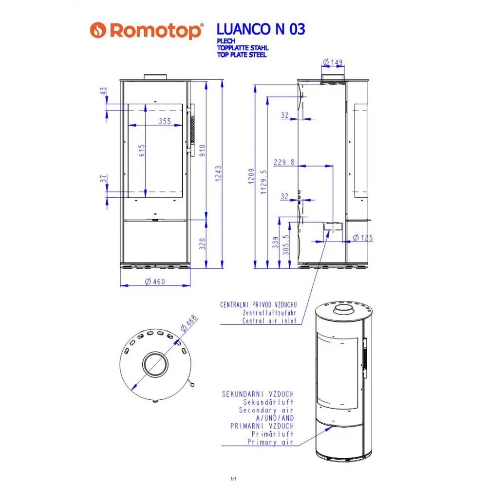 Каминная печь Romotop LUANCO N 03 листовой метал