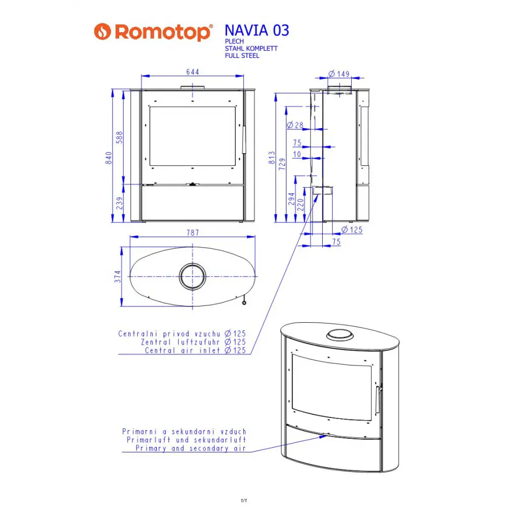 ROMOTOP NAVIA 03 металл - каминная печь