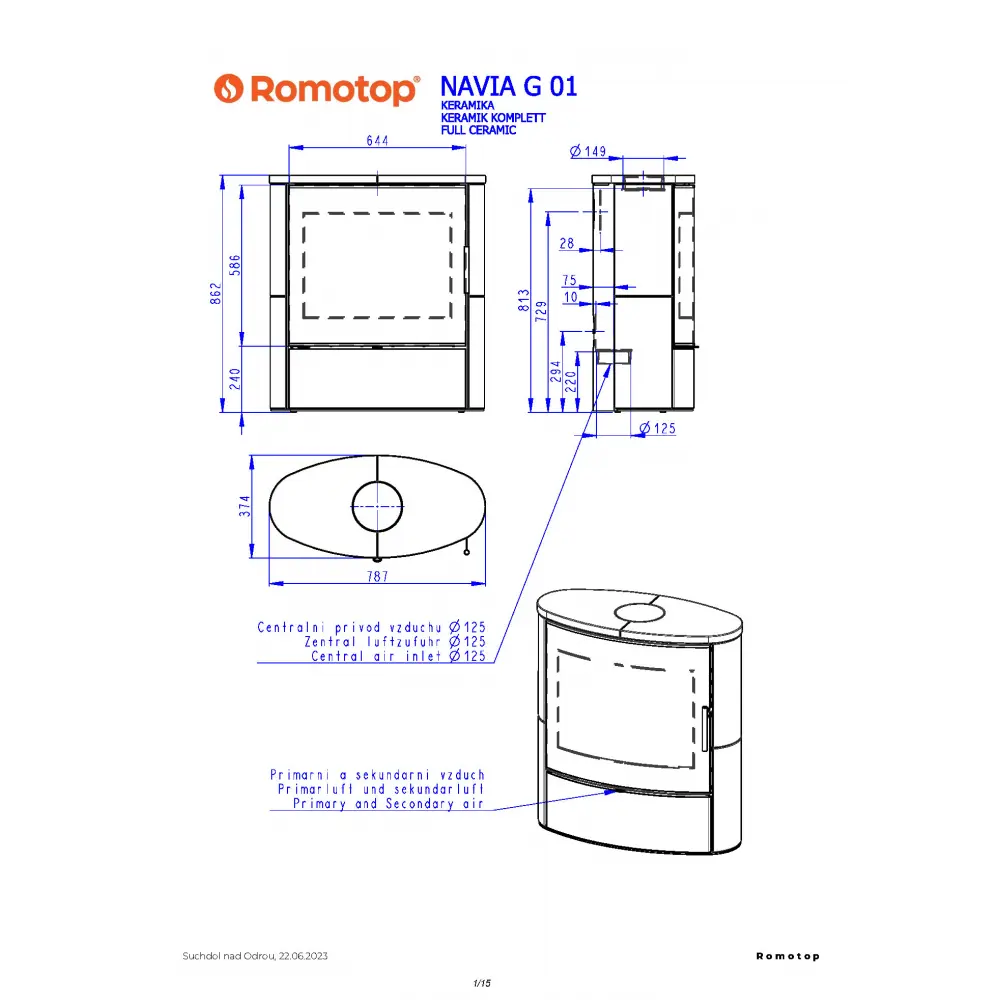 ROMOTOP NAVIA G 01 кераміка - камінна піч