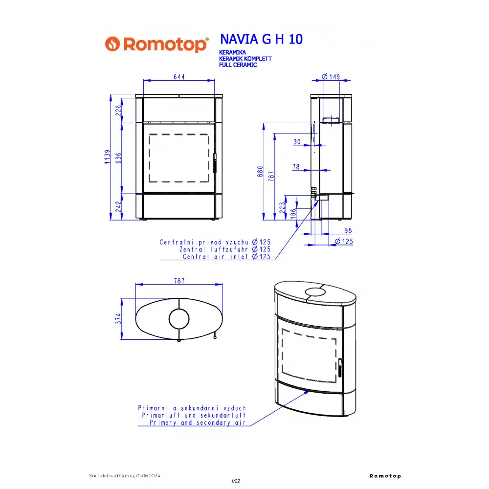 ROMOTOP NAVIA G H 10 кераміка - акумуляційна камінна піч