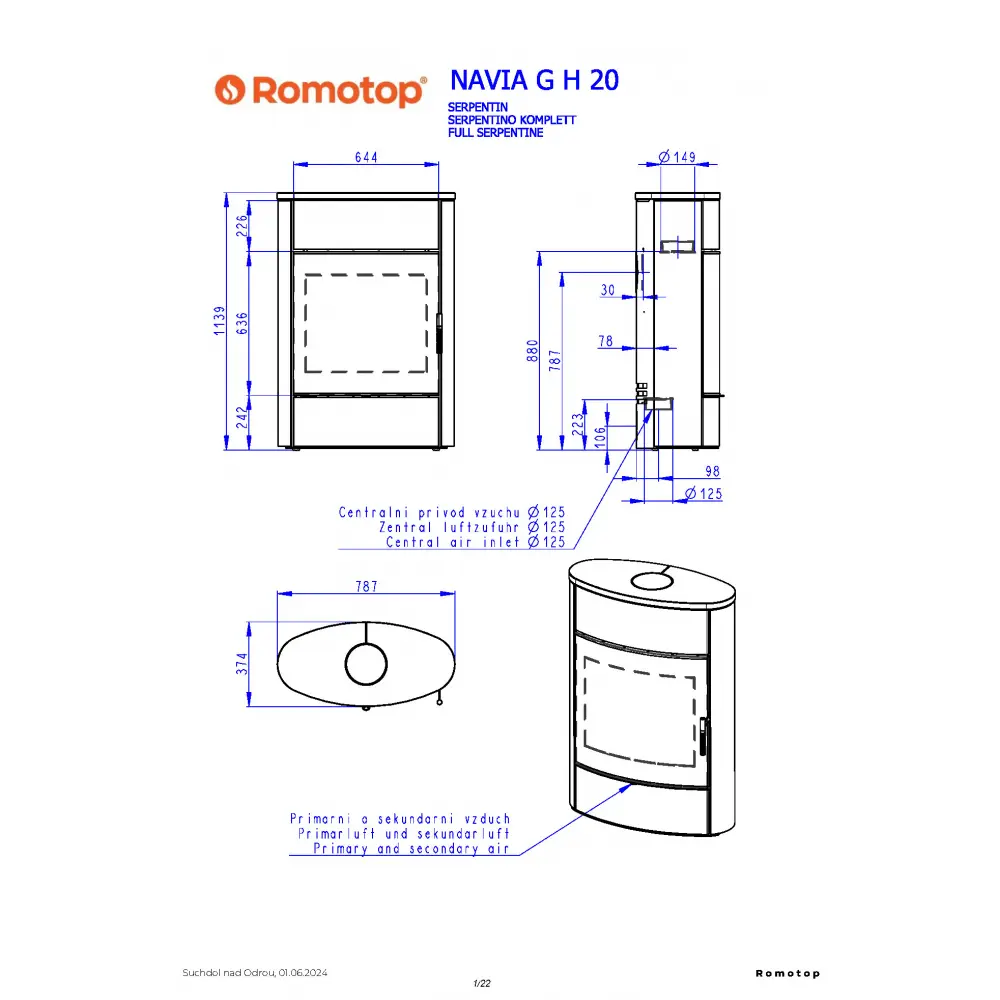 ROMOTOP NAVIA G H 20 камінь - акумуляційна піч камін