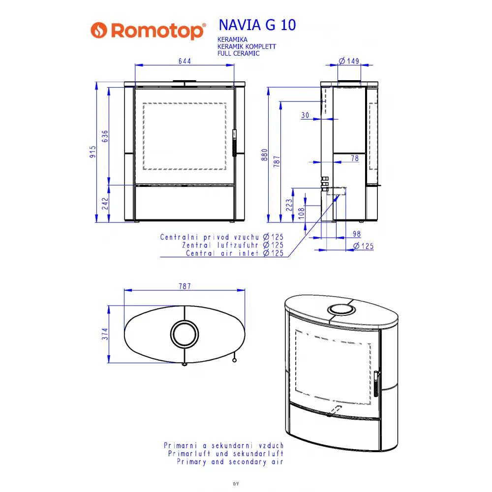 Печь камин Romotop NAVIA G 10 керамика