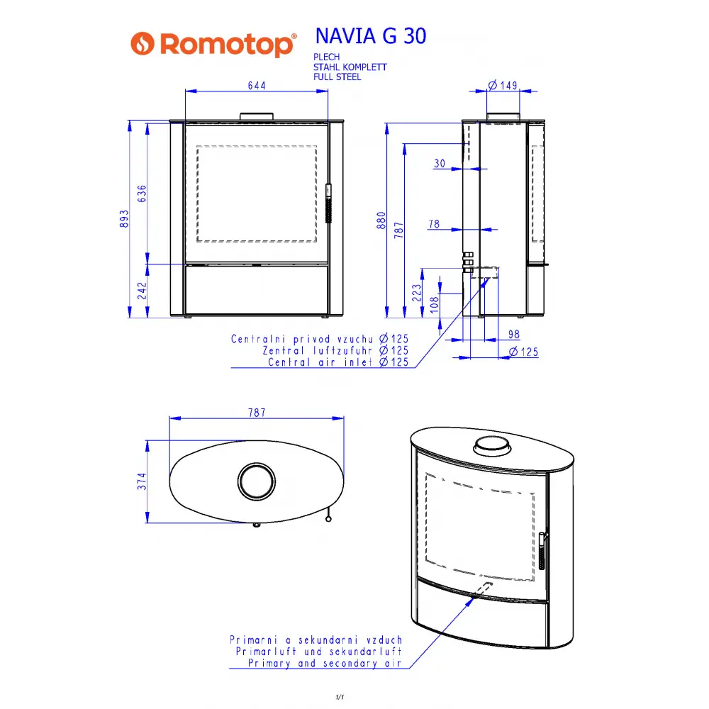 Печь камин Romotop NAVIA G 30 металл
