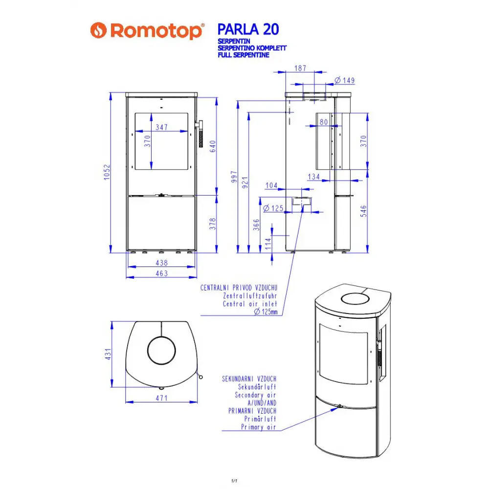 Каминная печь Romotop PARLA 3S 20 камень