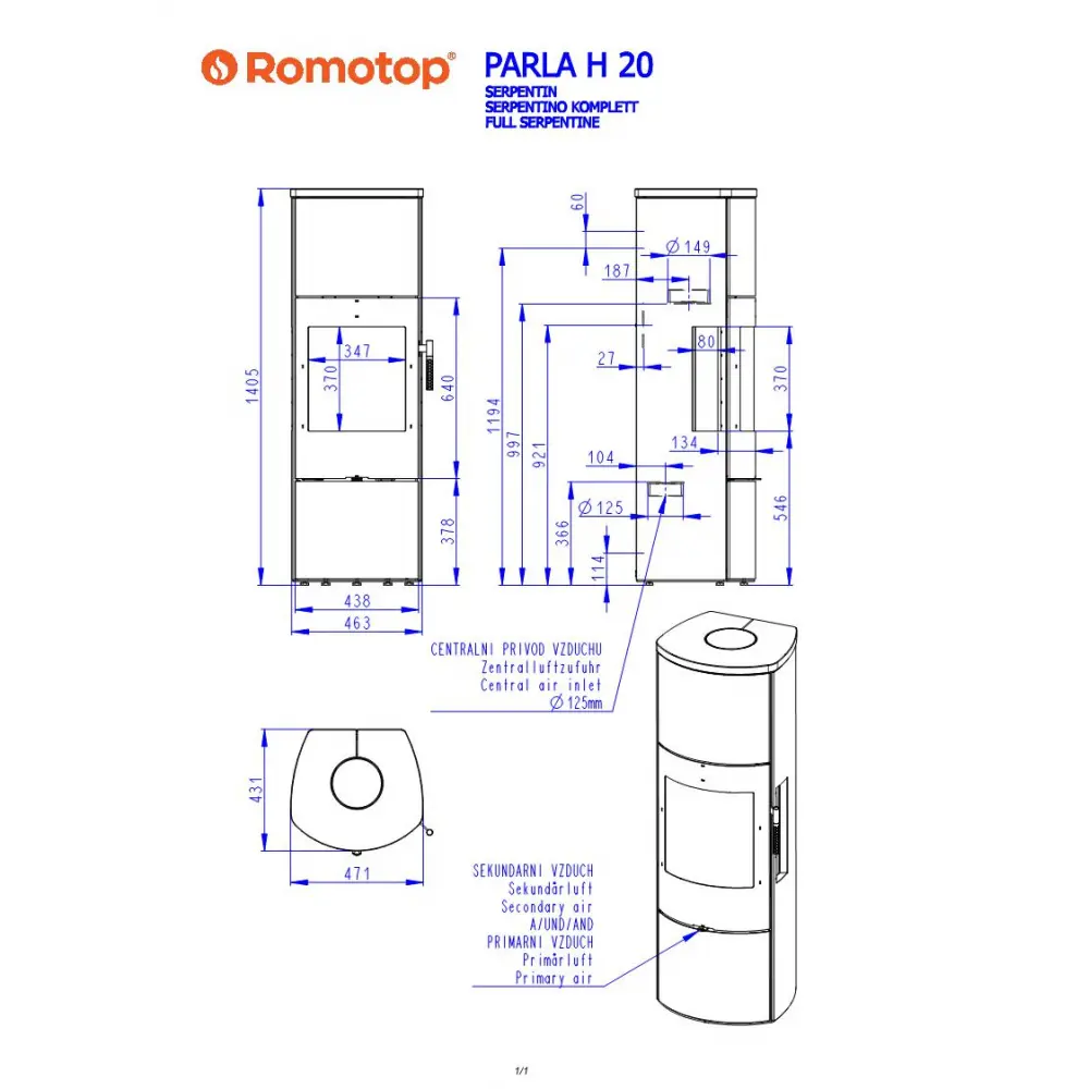 Каминная печь под аккумуляцию Romotop PARLA H 3S 20 камень