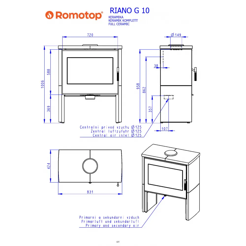 Romotop RIANO G 10 піч-камін в кераміці