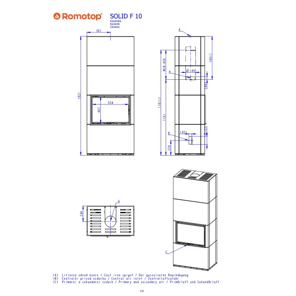 Камин кафельный ROMOTOP SOLID F