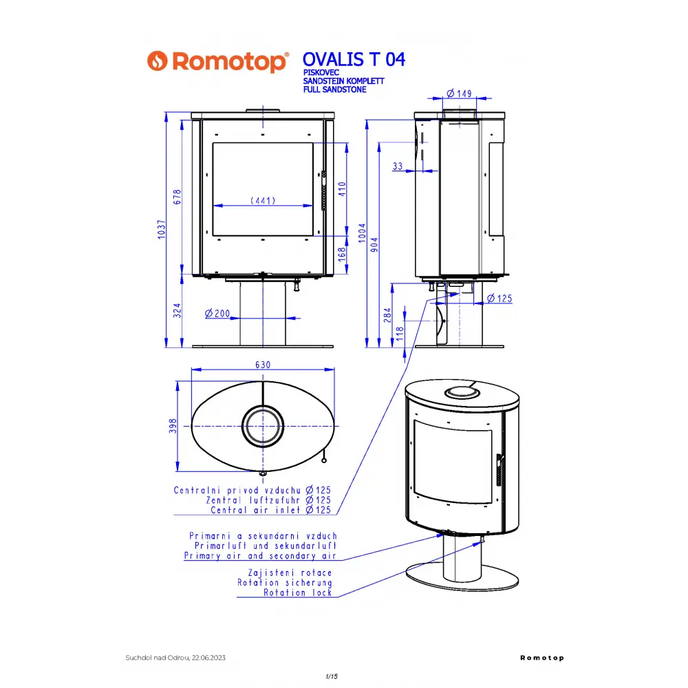 ROMOTOP SONE T 04 пісковик - поворотна піч-камін