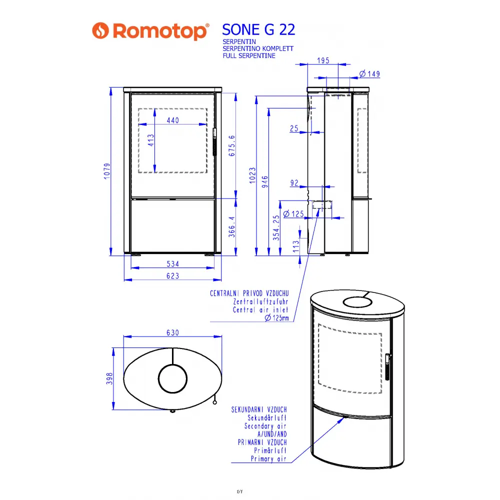 Камінна піч Romotop SONE G 22 природній камінь