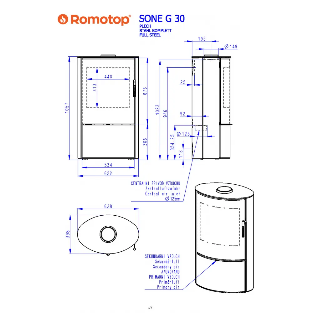 Камінна піч Romotop SONE G 30 метал