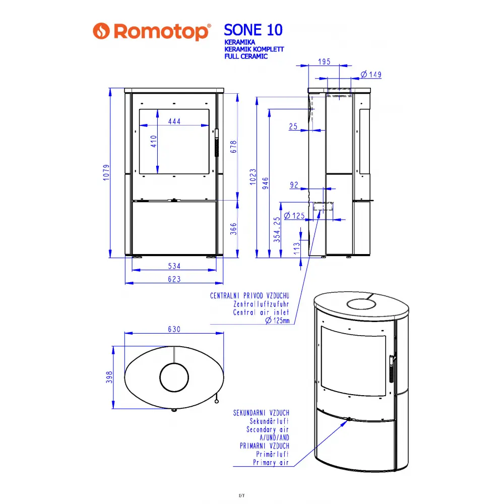 Каминная печь Romotop SONE 10 керамика