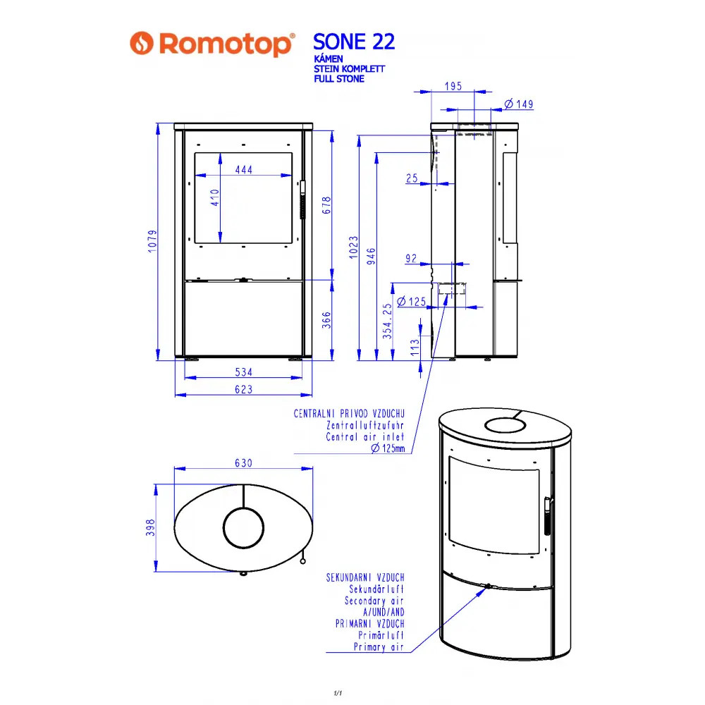 Каминная печь Romotop SONE 22 камень