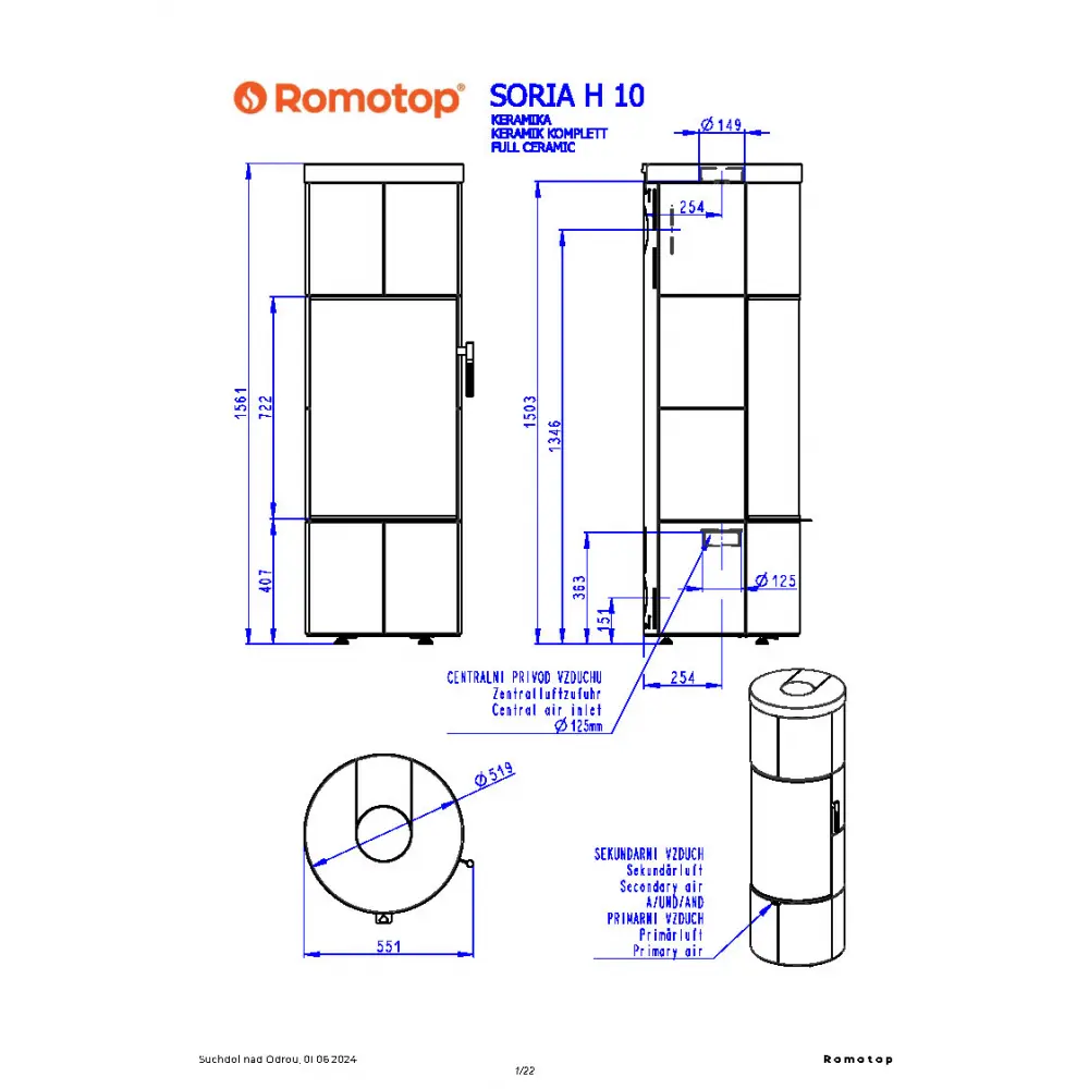 ROMOTOP SORIA H 10 кераміка - кругла піч-камін