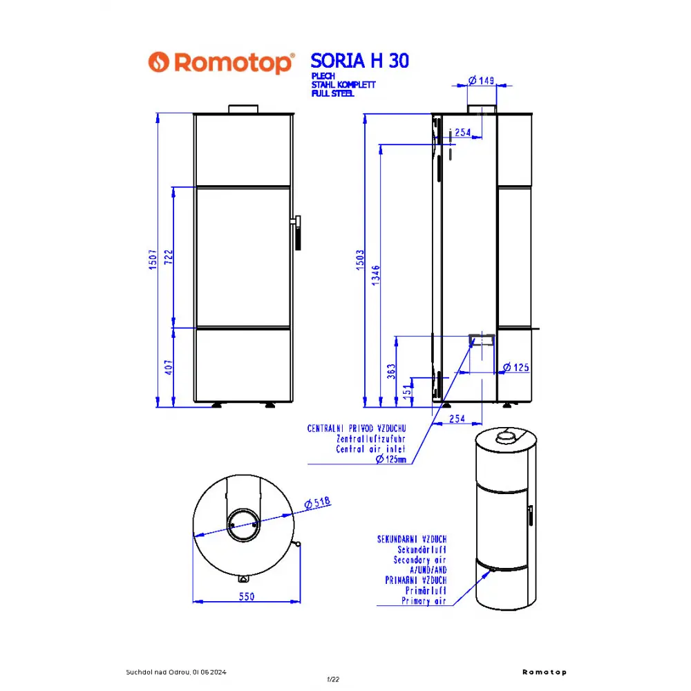 ROMOTOP SORIA H 30 метал - кругла піч-камін