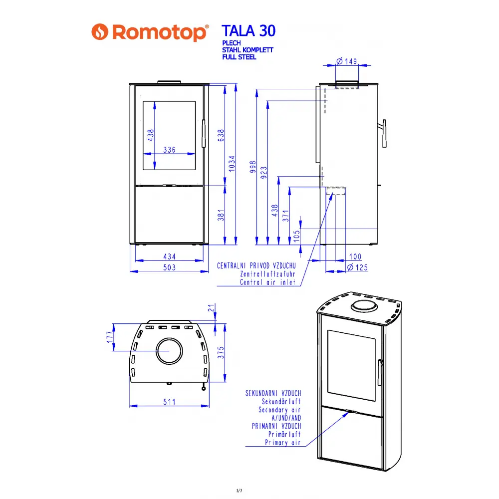 ROMOTOP TALA 30 металл - стальная печь камин