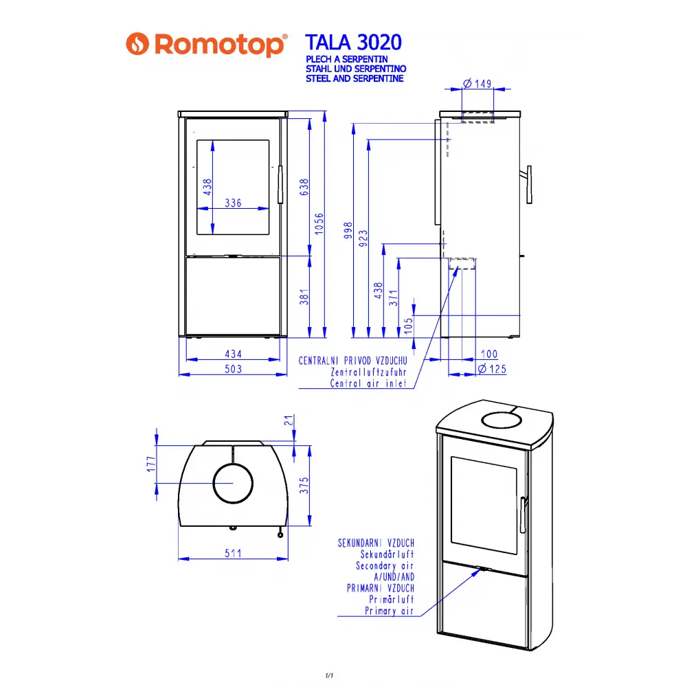 ROMOTOP TALA 3020 камень - стальная печь камин