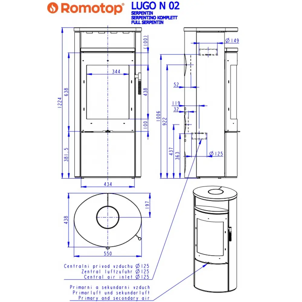 Камінна піч Romotop LUGO N 02 камінь