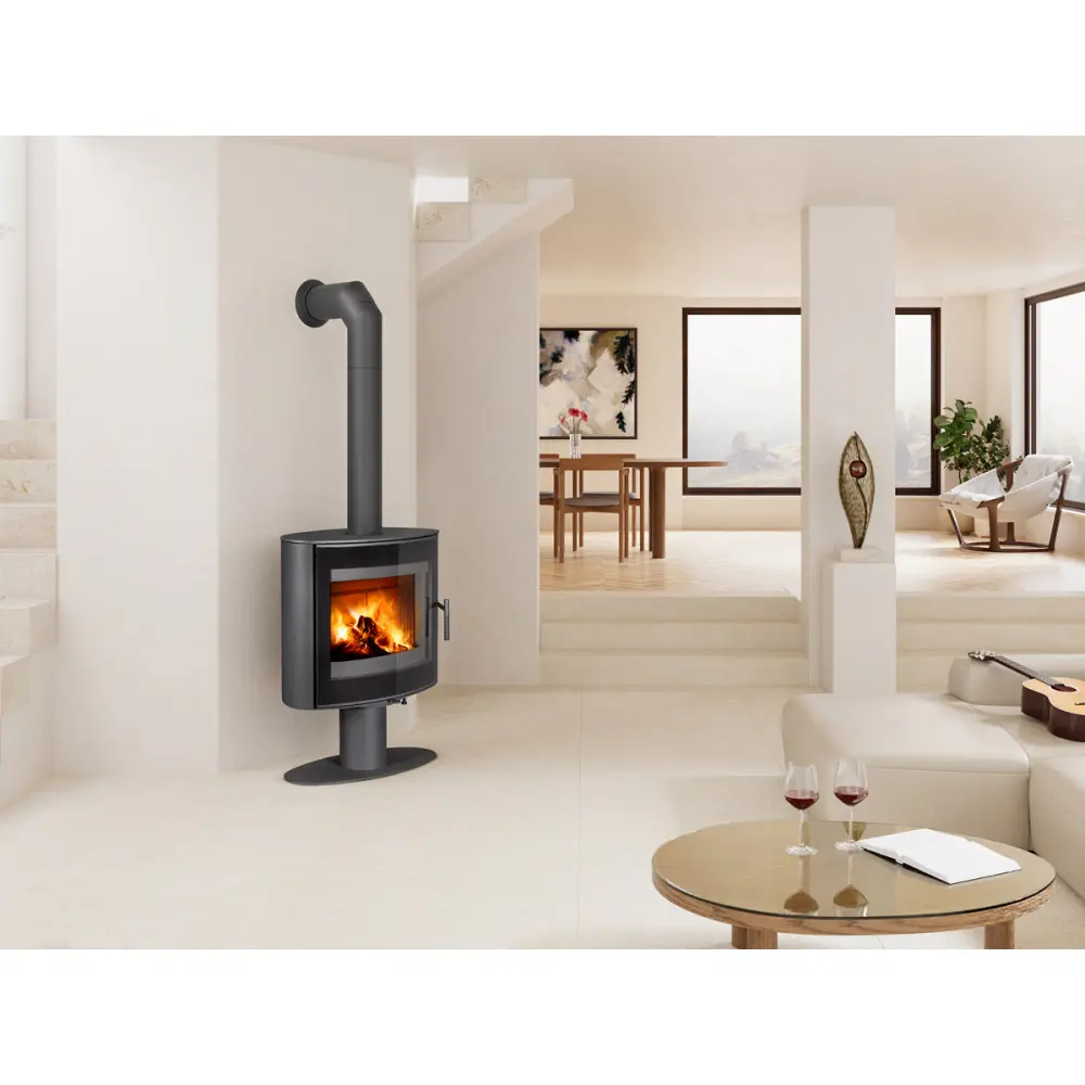 Поворотная каминная печь на ножке Romotop STROMBOLI G T 30 стальная