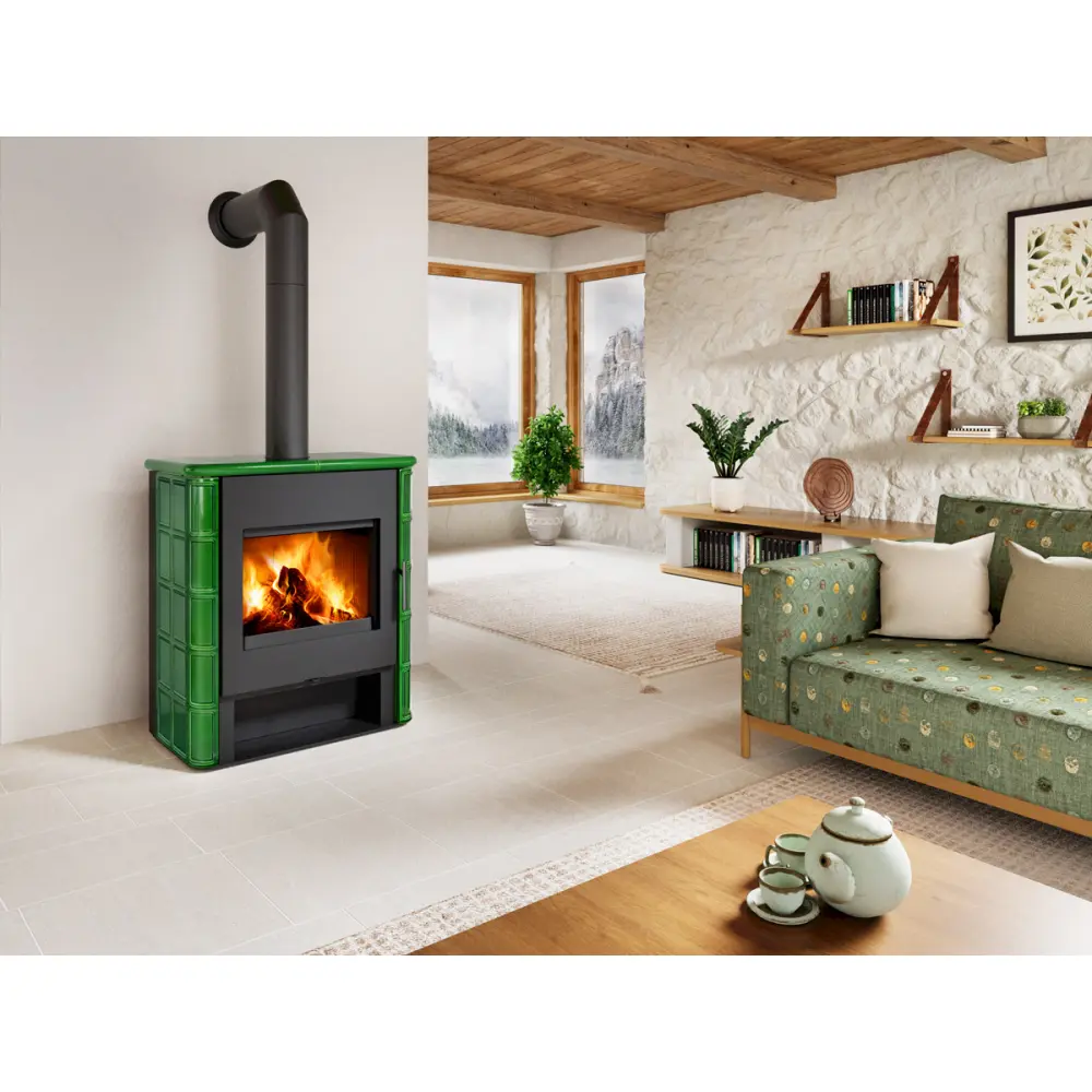 Печь-камин с теплообменником, двойное стекло Romotop TELDE 11 керамика