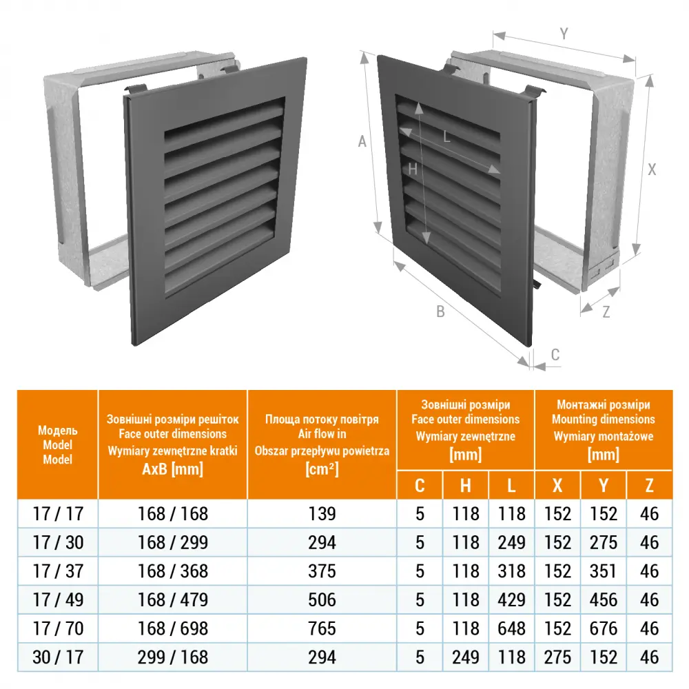 Вентиляционная решетка для камина SAVEN Hide 17x49 графитовая