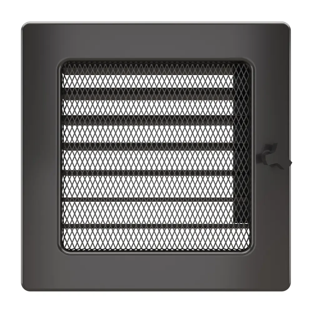Вентиляционная решетка для камина SAVEN 17х17 с жалюзи графитовая