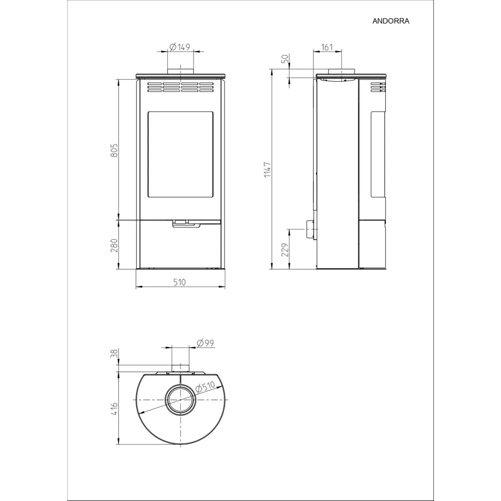 Отопительная печь камин Thorma ANDORRA black