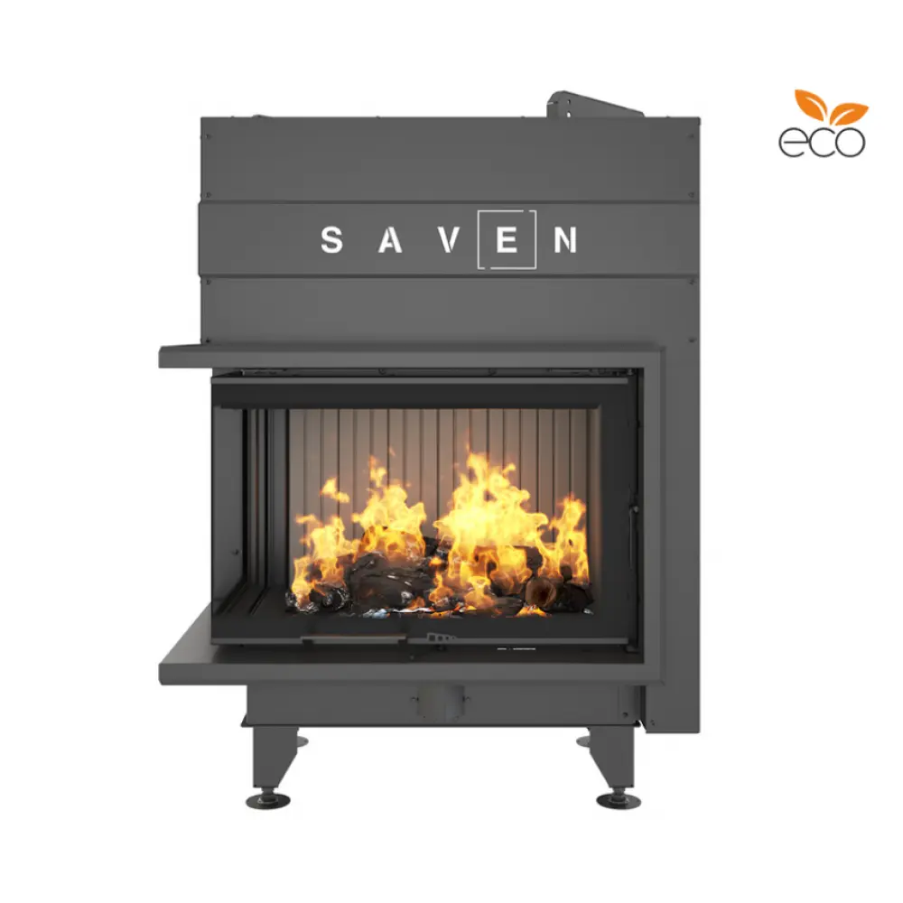 Каминная топка угловая SAVEN Energy Up 75х50х47L Black (15,1 kW) ECO