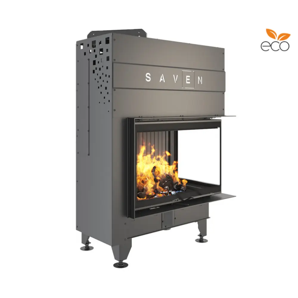 Каминная топка угловая SAVEN Energy Up 75х50х47R Black (15,1 kW) ECO