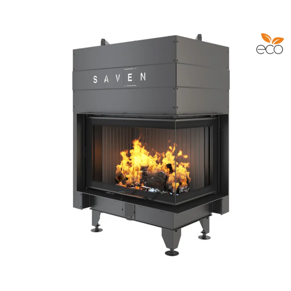 Каминная топка угловая SAVEN Energy Up 75х50х47R Black (15,1 kW) ECO