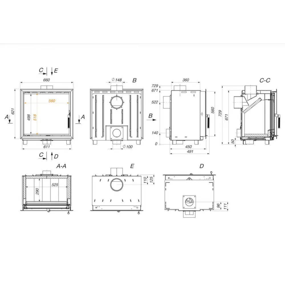 Каминная вставка SAVEN Into 60х62 ECO
