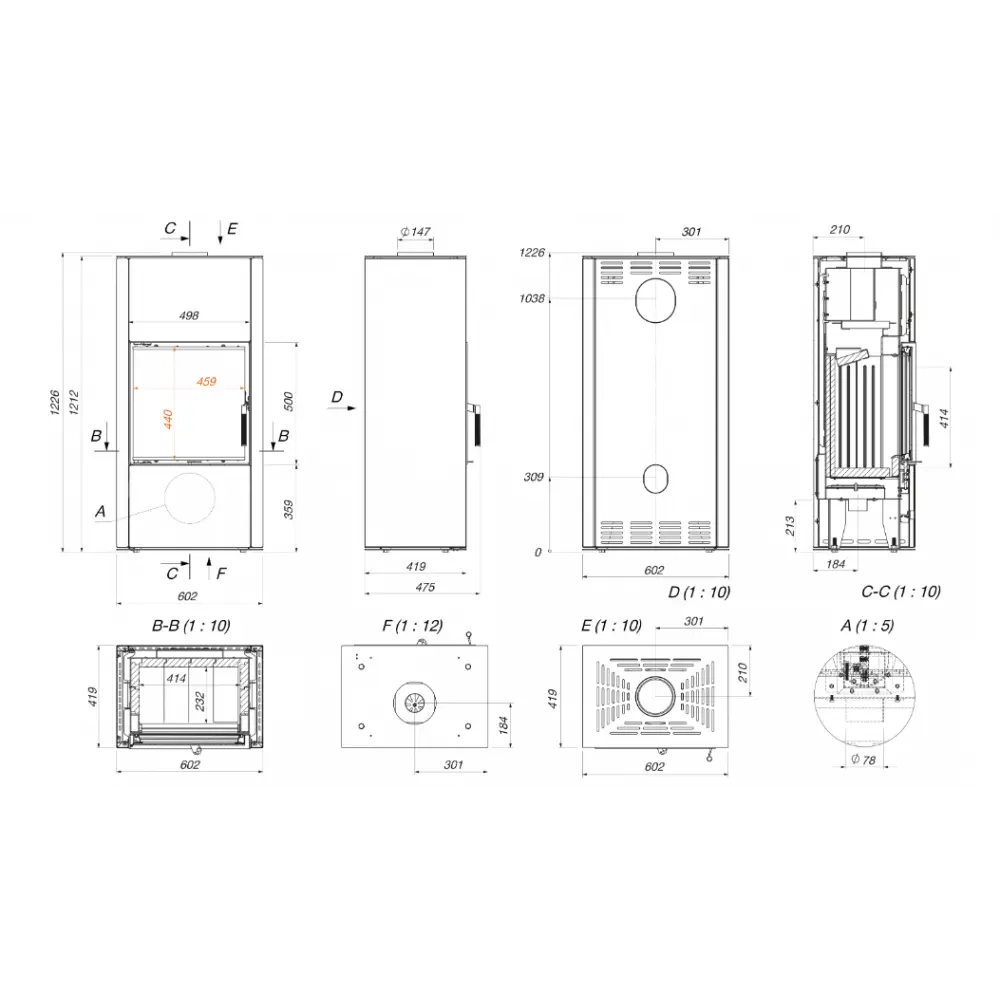 Печь камин SAVEN Vatra XL 50x50 ECO