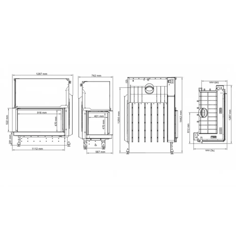 Каминная топка угловая A.Caminetti QUATTRO 90 L Premium