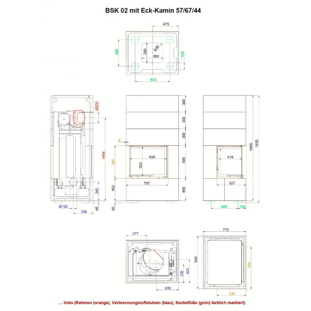 Камін кутовий Brunner BSK 02 (57/67/44)